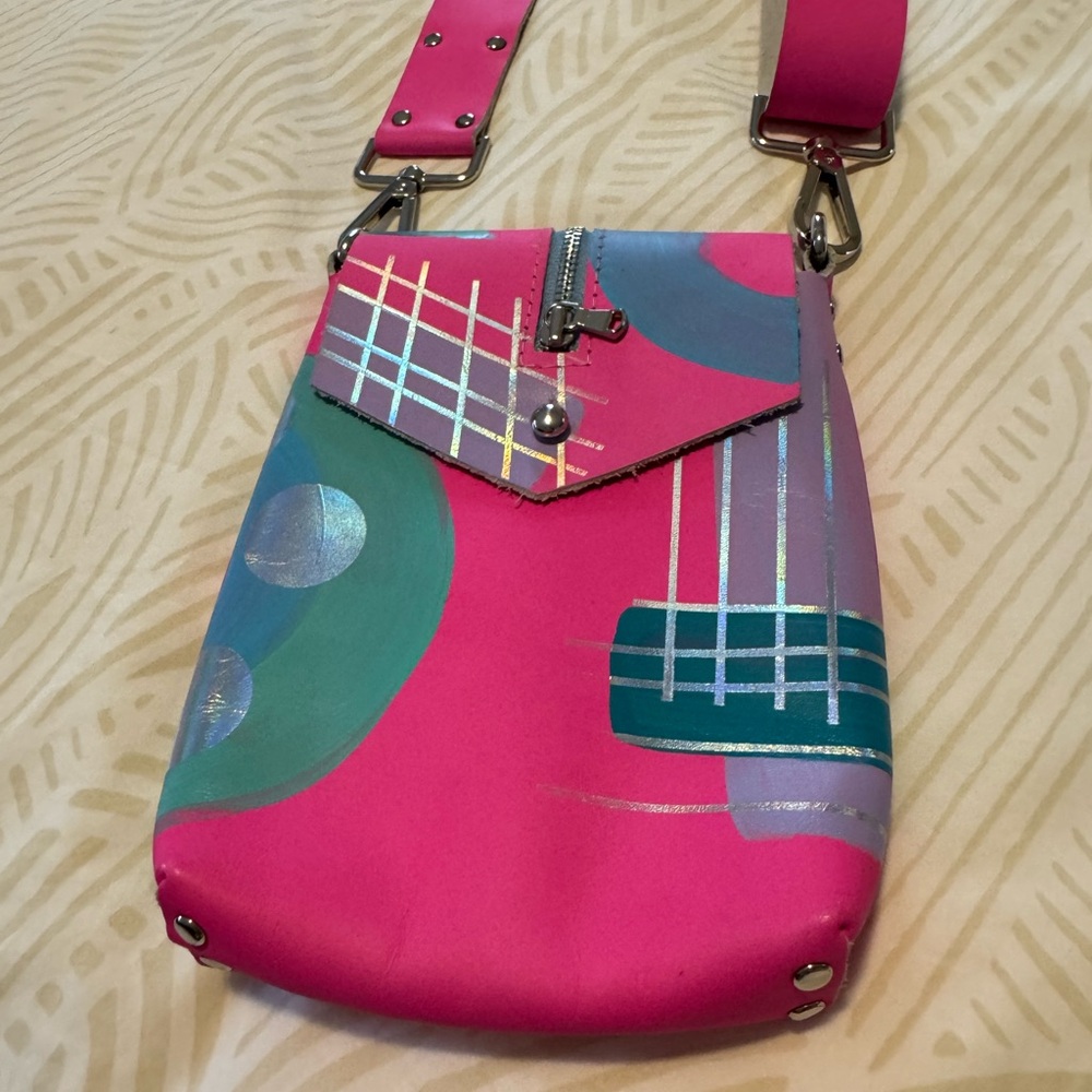 I Made That Bag hand painted leather crossbody bag